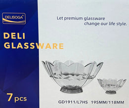 7-Piece Elegant Crystal Cut Glass Bowl Set – Decorative & Serving