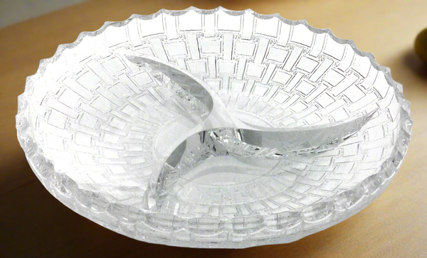 Luxury Glass Dry Fruit Plate – 3 Partition Crystal-Design Serving Tray