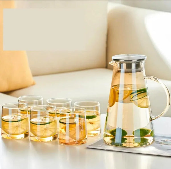 Premium Glass Water Jug Set – 1 Jug + 6 Glasses