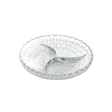 Luxury Glass Dry Fruit Plate – 3 Partition Crystal-Design Serving Tray
