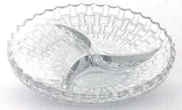 Luxury Glass Dry Fruit Plate – 3 Partition Crystal-Design Serving Tray