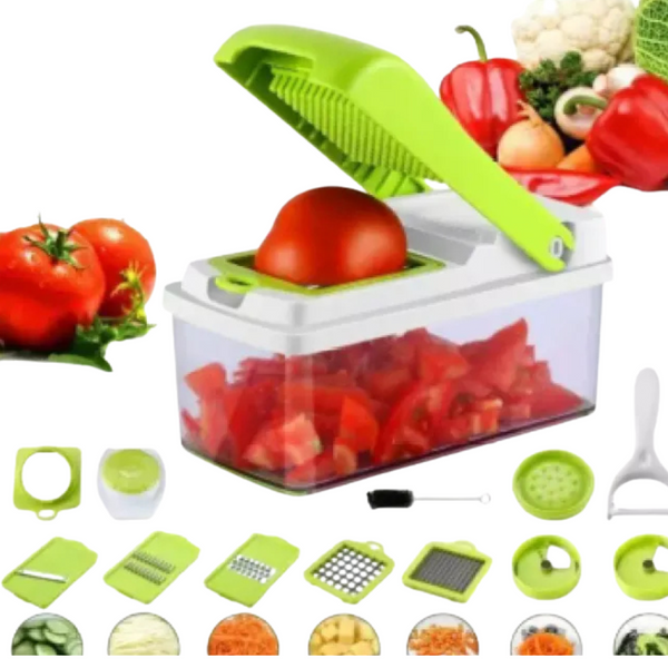 "12-in-1 Multi-Function Vegetable & Fruit Chopper with Interchangeable Blades