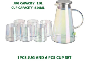 Premium Glass Water Jug Set – 1 Jug + 6 Glasses